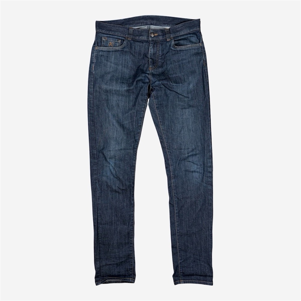 Canali Jeans Mens 34x34 Blue Denim Pants 5 Pocket Slim Straight Italy Made EUC
